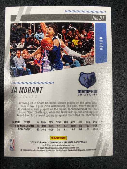 2019-20 Panini Chronicles Ja Morant #61 BRONZE Prestige Rookie Card RC Grizzlies