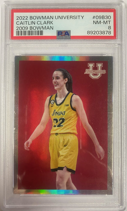 2022 BOWMAN UNIVERSITY CAITLIN CLARK 2009 BOWMAN PSA 8