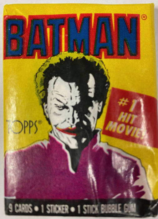 1989 Topps Batman Cards, 1 Sealed Joker Wax PACK (1st Series) From Box, 9 Card