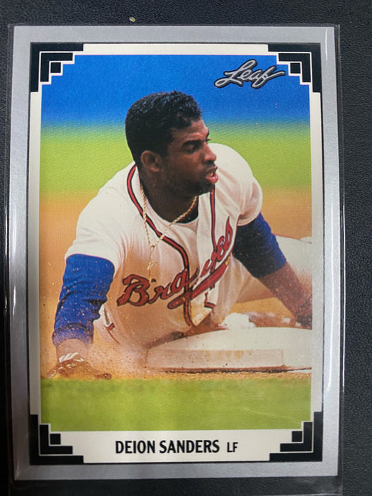 DEION SANDERS ATLANTA BRAVES #436 - LEAF NM-MT 1991