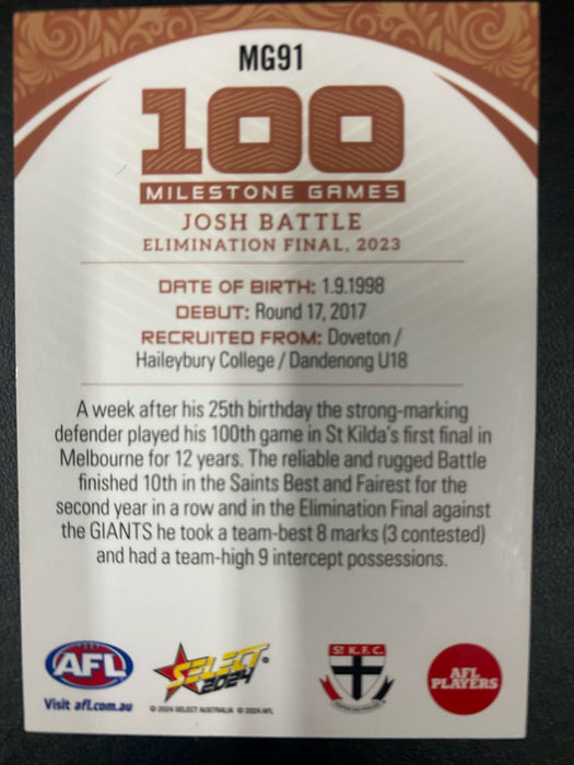 2024 Select Footy Stars - Milestone Games - MG91 - Josh Battle