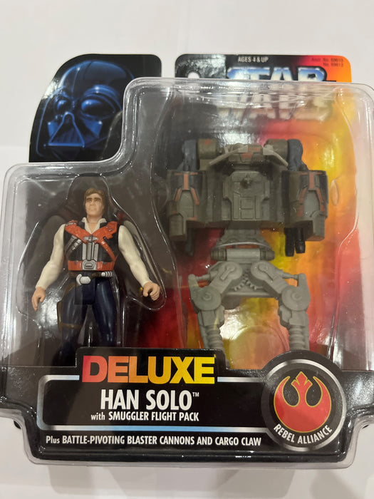 KENNER 1996 Star Wars Deluxe Han Solo with Smuggler Flight Pack